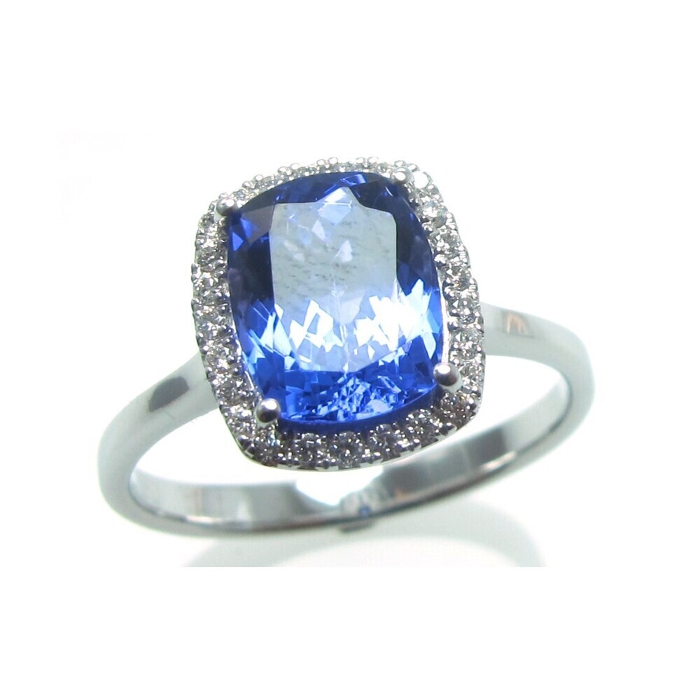 18k White Gold Diamond and Tanzanite Ring
18k: 3.80g
DIA: 0.15tcw
Tanzanite: 2.03ct 18k Tanzanite Ring with Diamond Halo