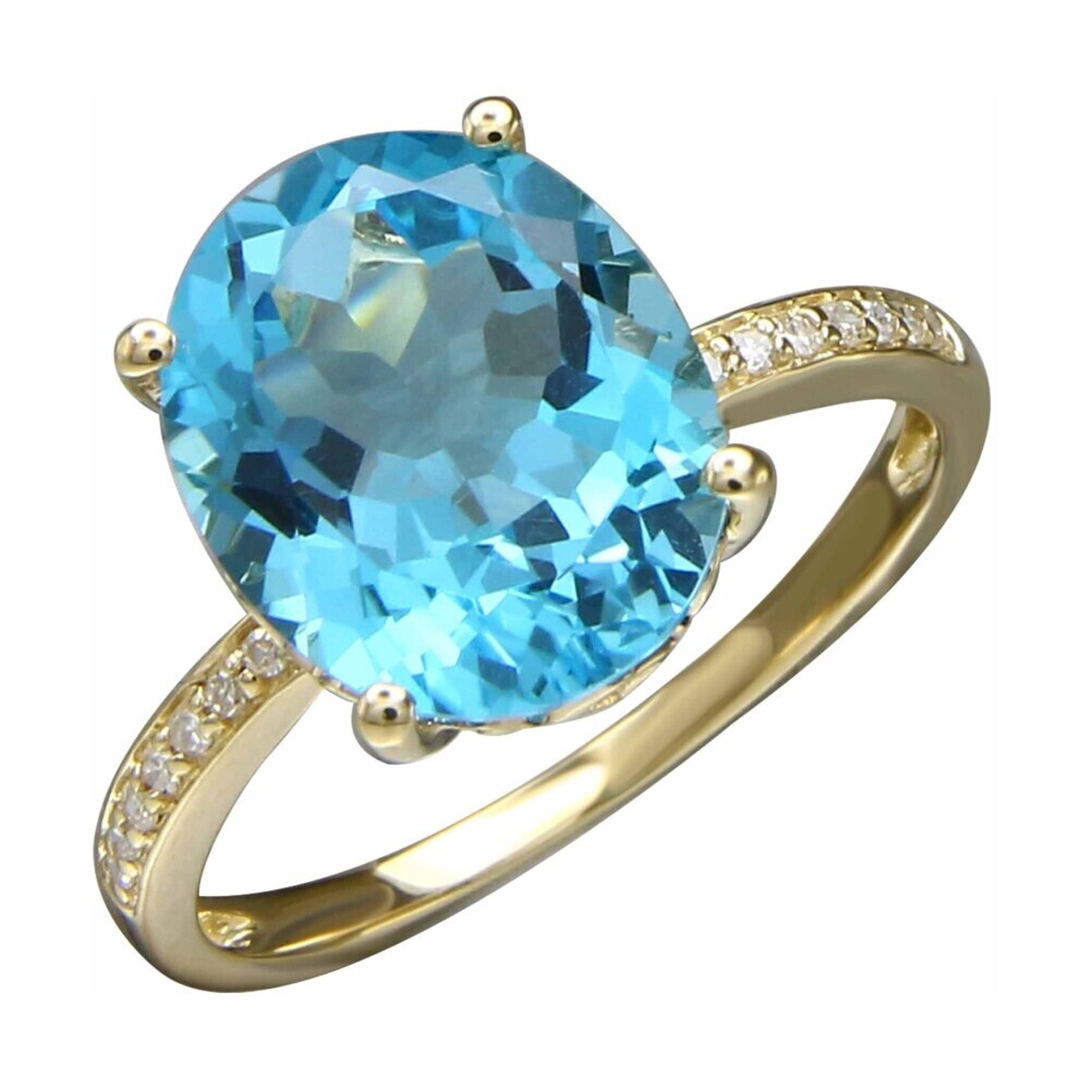 SWISS BLUE TOPAZ RING 14K GOLD WITH DIAMONDS | LaNae Fine Jewelry