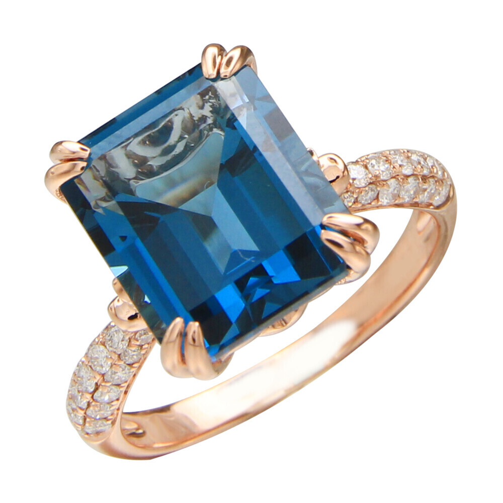 LONDON BLUE TOPAZ RING 14K GOLD WITH DIAMONDS | LaNae Fine Jewelry