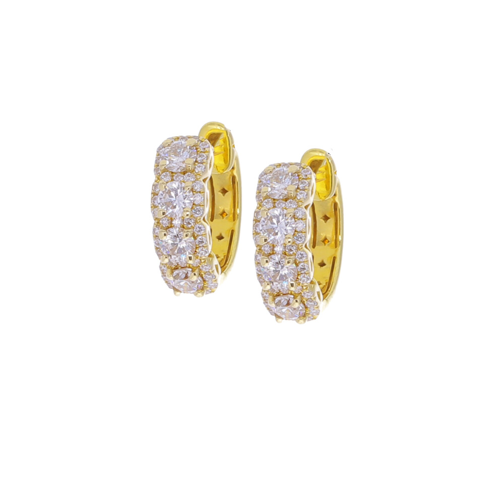 14k Yellow Gold Diamond Huggies perfect for everyday wear. Everyday Diamond Huggie Earrings