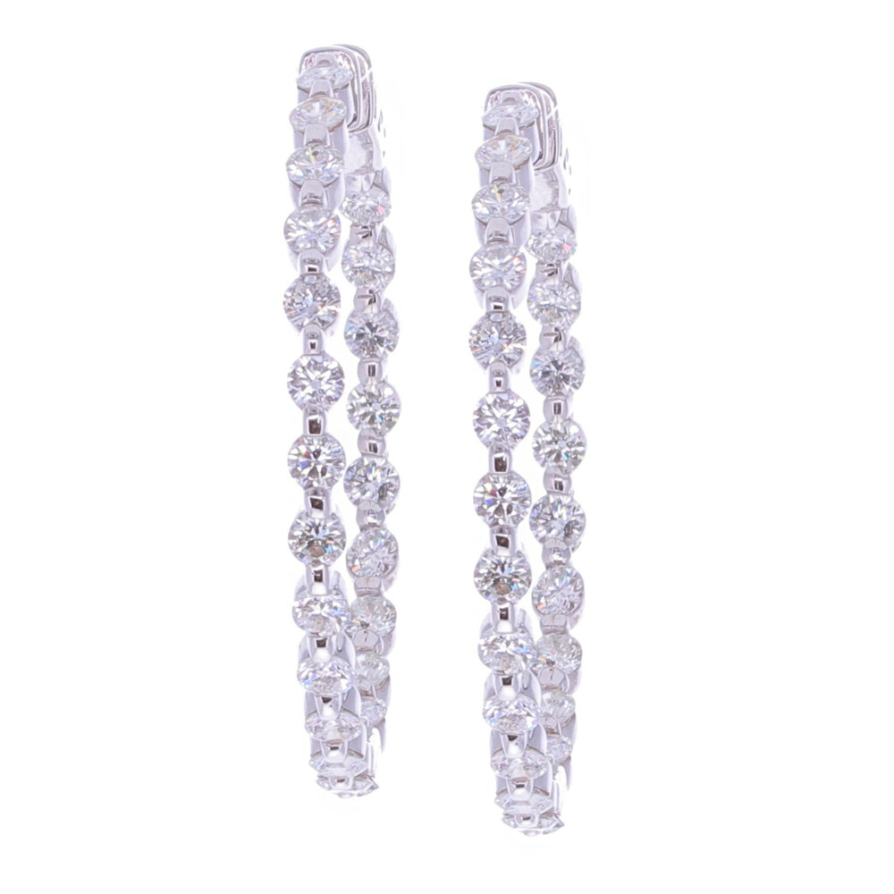 Large18k White Gold Diamond Hoops with 3.55ct of Diamond Large 18k Diamond Hoops