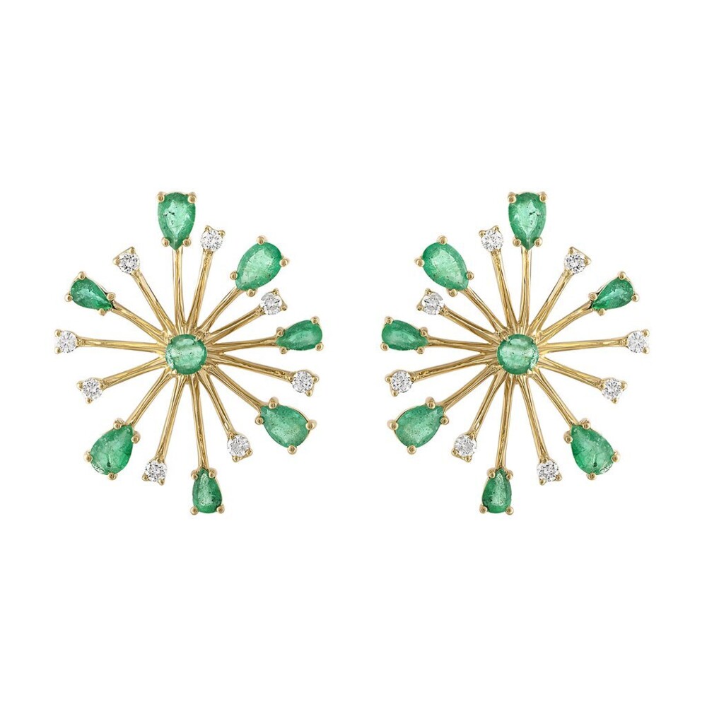 <span style="color: rgb(71, 71, 71); font-family: Montserrat, sans-serif; position: initial; margin: initial;"><span style="font-family: Lanae;"><font size="4">These stunning handcrafted earrings feature 4.47cts of emeralds and .82cts of diamond. </font></span></span><br style="color: rgb(71, 71, 71); font-family: Montserrat, sans-serif; font-size: 13px; position: initial; margin: initial;"> Pop Rocks Emerald Earrings - Large