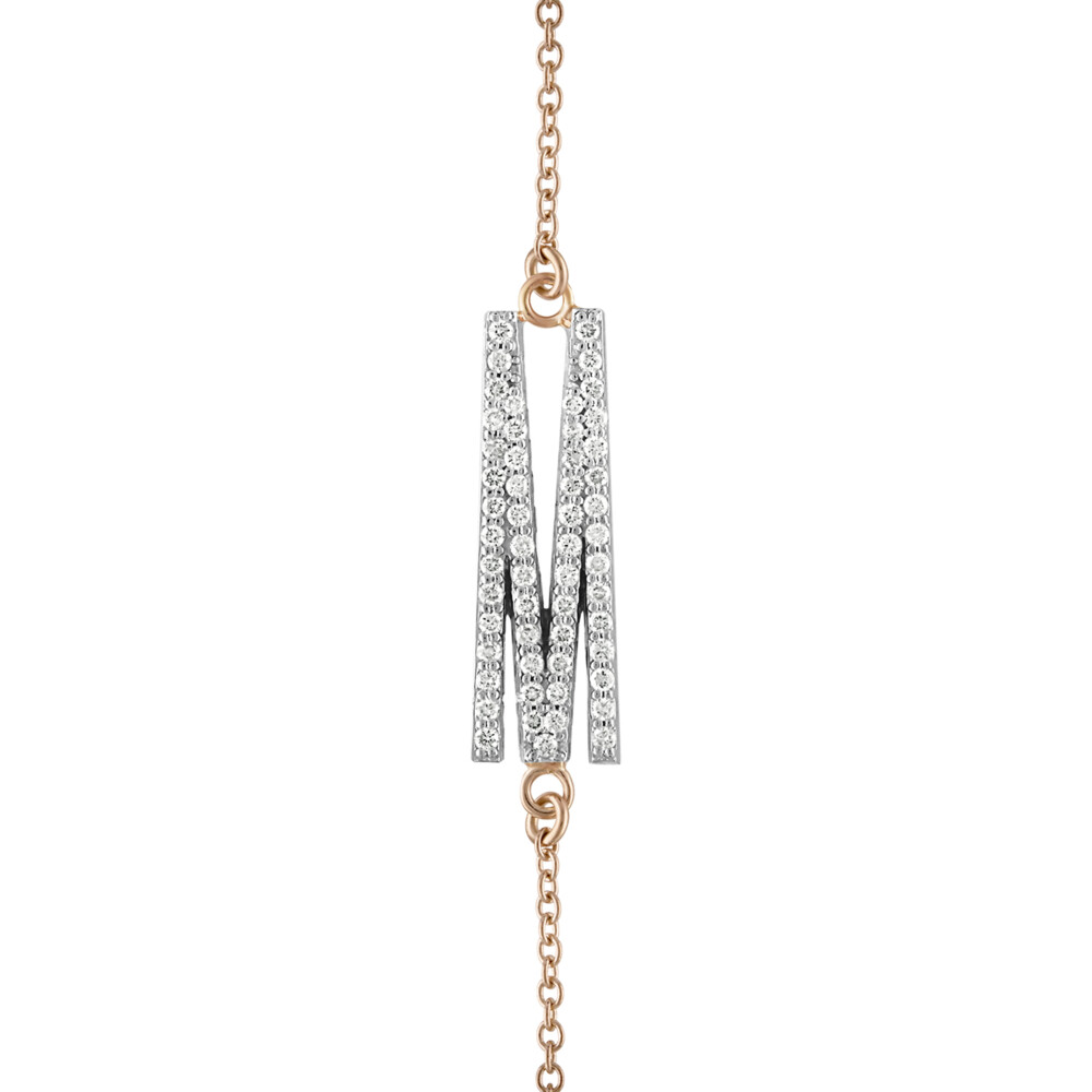 Elongated Diamond Initial Bracelet 14k Yellow Gold + White Gold &
Diamond Initial; Letter: 2.5cm L X 0.6cm W; *Available In All Letters Elongated Diamond Initial Bracelet 14k Yellow Gold + White Gold &
Diamond Initial; Letter: 2.5cm L X 0.6cm W; *Available In All Letters