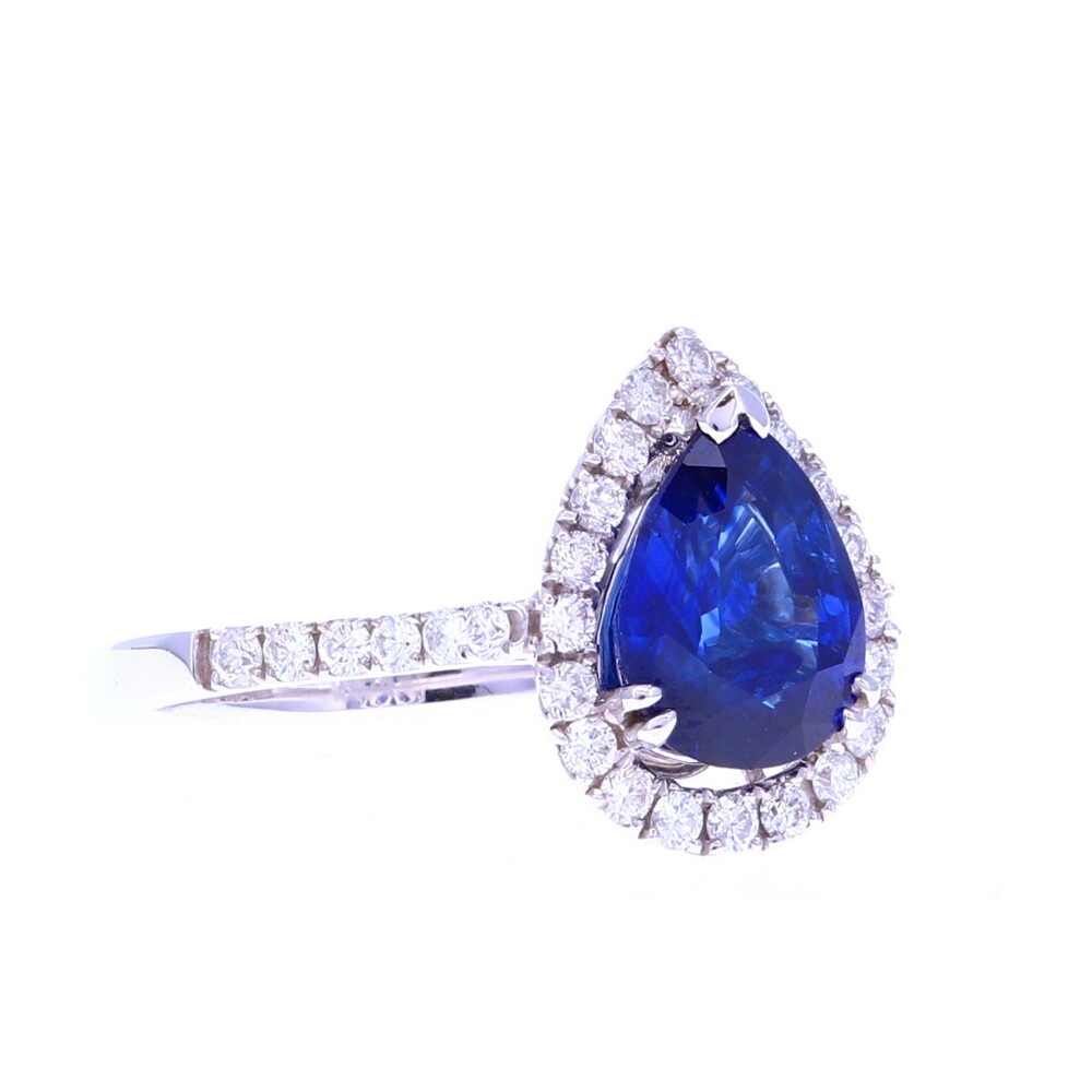 18k: 4.52g
32 DIA: 0.55tcw
Ceylon Sapphire: 2.77ct 18k Pear Ceylon Sapphire Ring