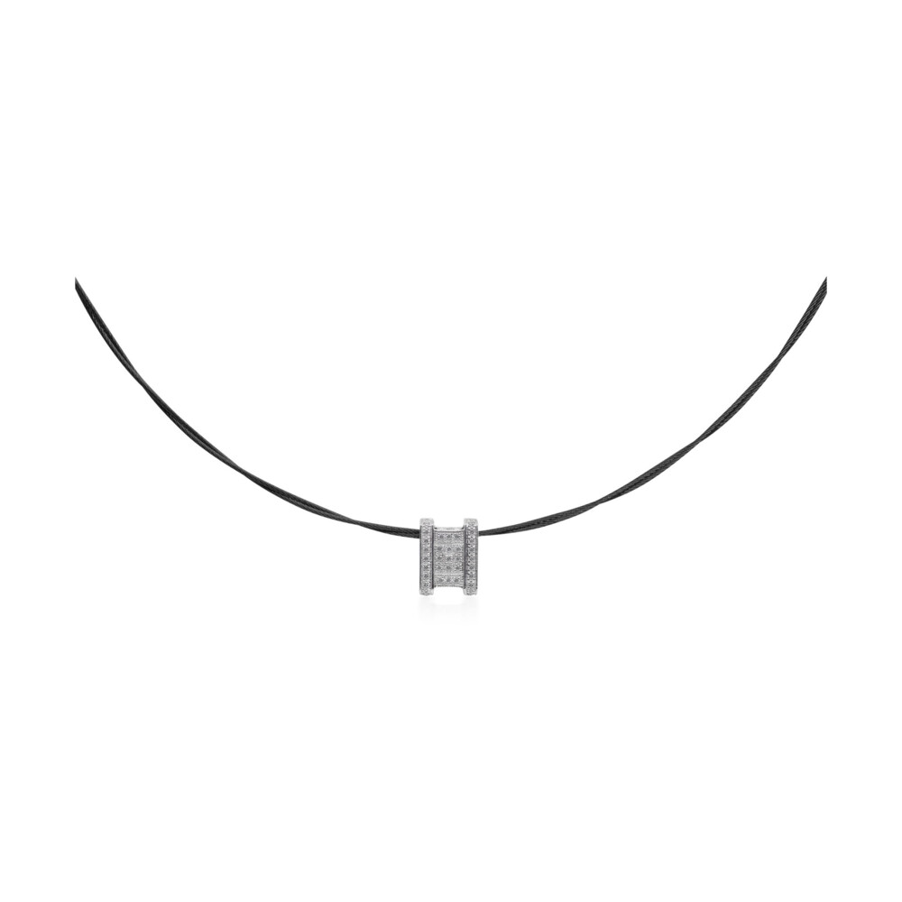 Black Cable Diva Necklace with 18kt White Gold & Diamonds
