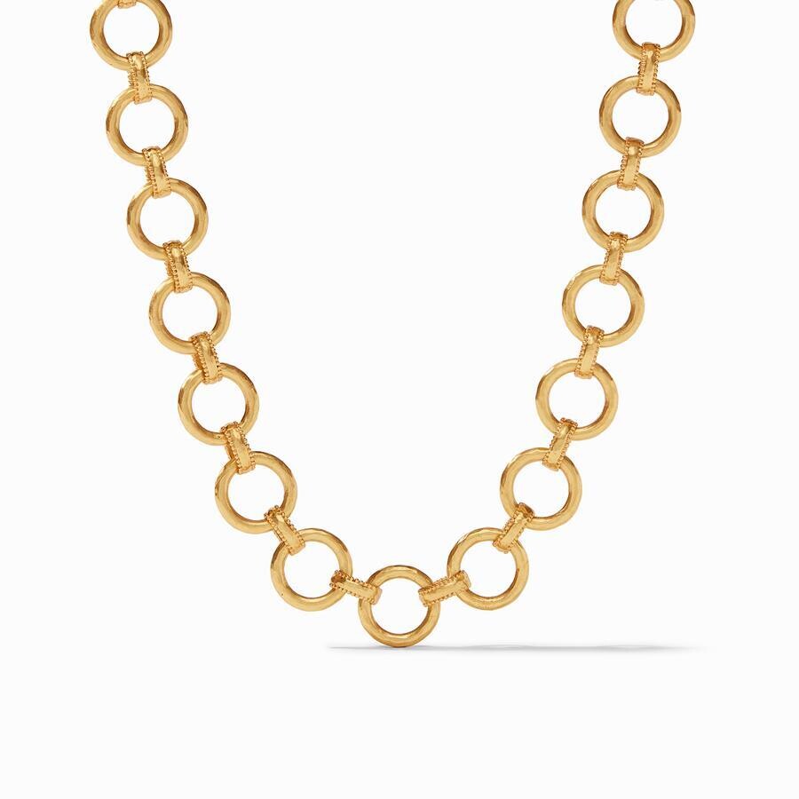 <div style="position: initial; margin: initial; font-family: Lanae;">Lightly hammered links finished with a raised bead detail. Toggle closure.</div><div style="position: initial; margin: initial; font-family: Lanae;"><br></div><div style="position: initial; margin: initial; font-family: Lanae;"><ul><li>Adjustable 20 inch length</li><li>24K gold plate</li><li>Julie Vos hallmark</li></ul></div> Savoy Demi Link Necklace