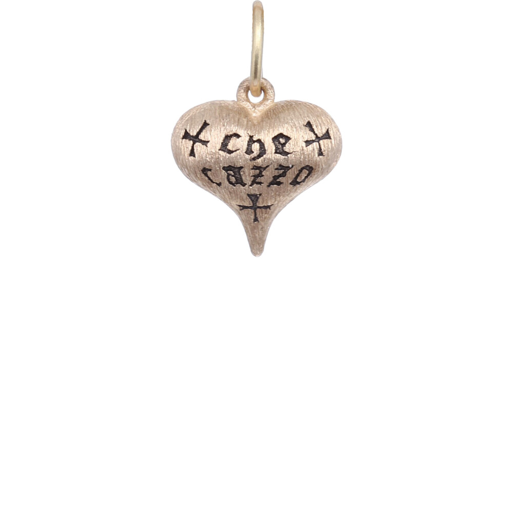 <div style="position: initial; margin: initial;">14k Puffy Heart Charm Pendant with the Italian Saying "Che Cazzo" which translates to "What the F"</div> 14k "What The F***" Puffy Heart Charm Pendant