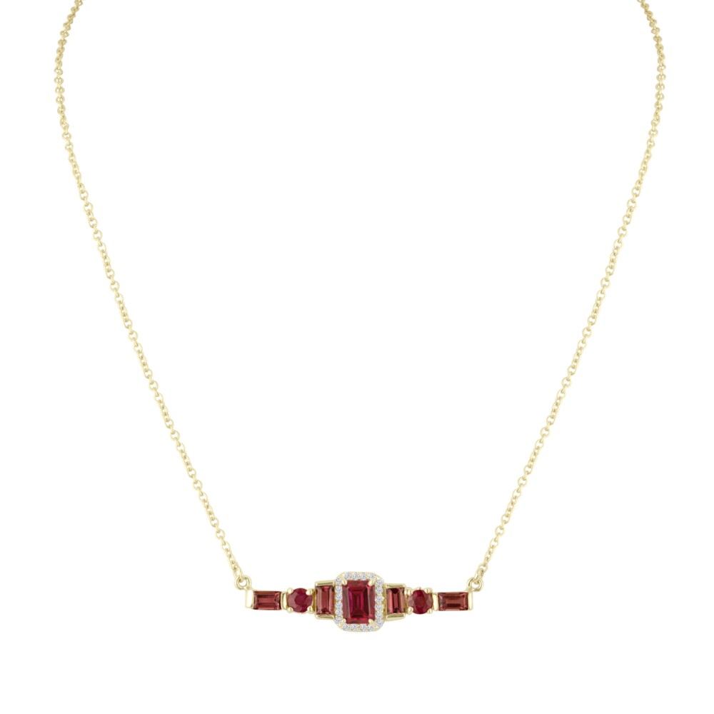 Pink & Diamond Bar Necklace OOAK 14k Yellow Gold, Pink Sapphire, Tourmaline & Diamond Pink & Diamond Bar Necklace
