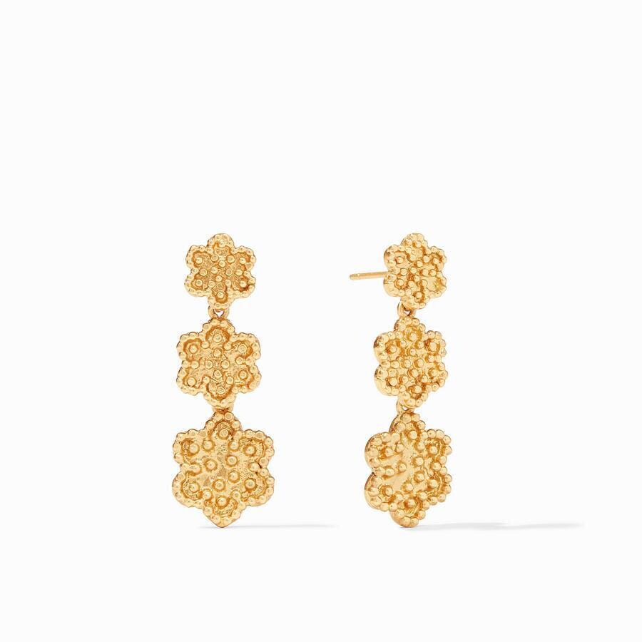 <div style="position: initial; margin: initial;">Swingy three flower statement earring decorated with raised bead detail and fresh water pearls.</div><div style="position: initial; margin: initial;"><br style="position: initial; margin: initial;"></div><div style="position: initial; margin: initial;">1.5 inch length</div><div style="position: initial; margin: initial;">24K gold plate</div><div style="position: initial; margin: initial;">Julie Vos hallmark</div> Colette Tier Earring