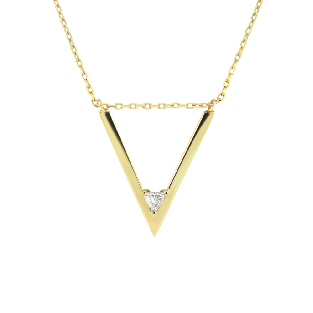 <ul style="color: rgb(34, 34, 34); font-family: Arial, Helvetica, sans-serif; position: initial; margin: initial;"><li style="margin: initial; position: initial; font-family: Lanae;"><font size="4"><span style="position: initial; margin: initial; font-family: Lanae;">Lauren</span> often uses symbolism in her designs. The V symbol represents the sign of peace, as well can signify victory. The designer enjoys incorporating this symbol in various designs in her collection, including this chic piece.<br style="position: initial; margin: initial; font-family: Lanae;"></font></li><li style="margin: initial; position: initial; font-family: Lanae;"><font size="4"><br style="font-family: Lanae;"></font></li><li style="margin: initial; position: initial; font-family: Lanae;"><font size="4">The necklace is created in solid 14k yellow gold, features a trillion cut VS G Diamond and carries <span style="position: initial; margin: initial; font-family: Lanae;">Lauren</span>'s signature detail- a contrasting 18K gold ball</font></li><li style="margin: initial; position: initial; font-family: Lanae;"><font size="4">The chain offers both a 16" length option or 18"</font></li><li style="margin: initial; position: initial; font-family: Lanae;"><font size="4">Item is available to ship<br style="position: initial; margin: initial; font-family: Lanae;"></font></li><li style="margin: initial; position: initial; font-family: Lanae;"><font size="4">Original designs copyrighted by <span style="position: initial; margin: initial; font-family: Lanae;">Lauren</span> <span style="position: initial; margin: initial; font-family: Lanae;">Chisholm</span></font></li></ul> V Trillion Diamond Necklace