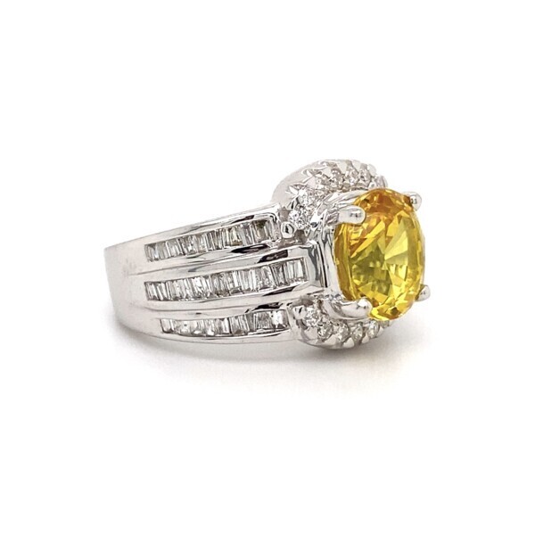 14k WG 3.50ct GIA Diffused Yellow Sapphire & 0.80ct DIamond RIng 9.3g, s7