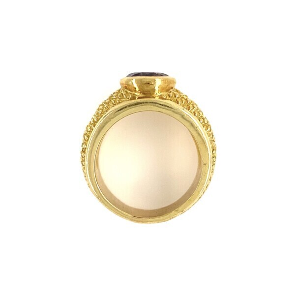 18k YG Judith Ripka Iolite & Diamond RIng 16.9g, 7.25