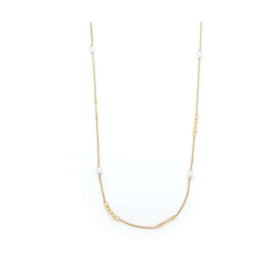 Chain Reaction Yellow Cable Necklace with Pearls