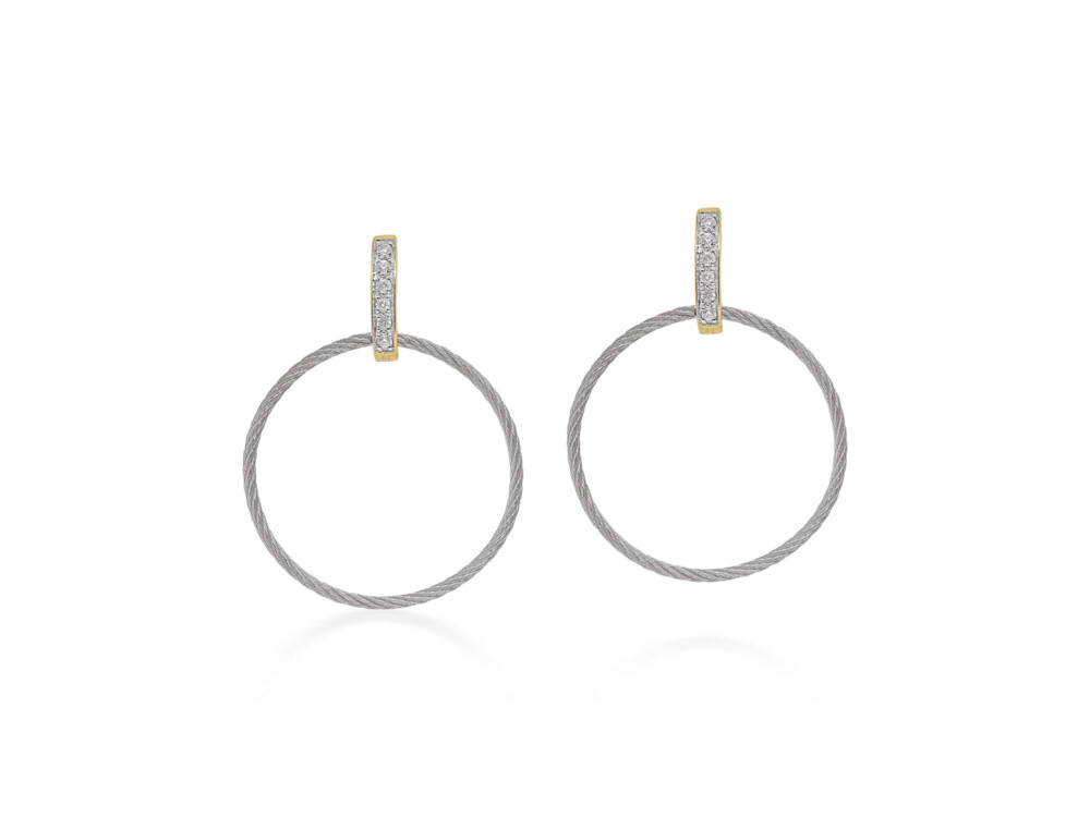 Grey Cable Petite Drop Circle Earrings – ALOR Grey Cable Petite Drop Circle Earrings – ALOR