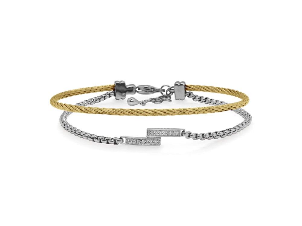 Grey Chain & Yellow Cable Intermix Bracelet with 14kt White Gold & Diamonds – ALOR Grey Chain & Yellow Cable Intermix Bracelet with 14kt White Gold & Diamonds – ALOR