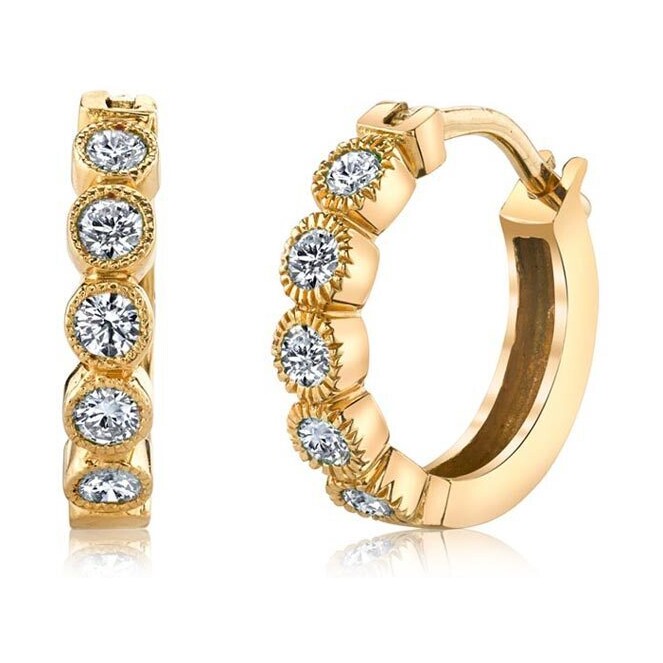 18k Yellow Gold "Huggies" with 0.36tcw Diamonds Bezel Huggies