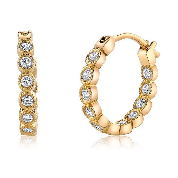 18k Yellow Gold "Inside Out Huggies", accented with 0.45tcw DIamonds (22 Pieces) Inside Out Huggies