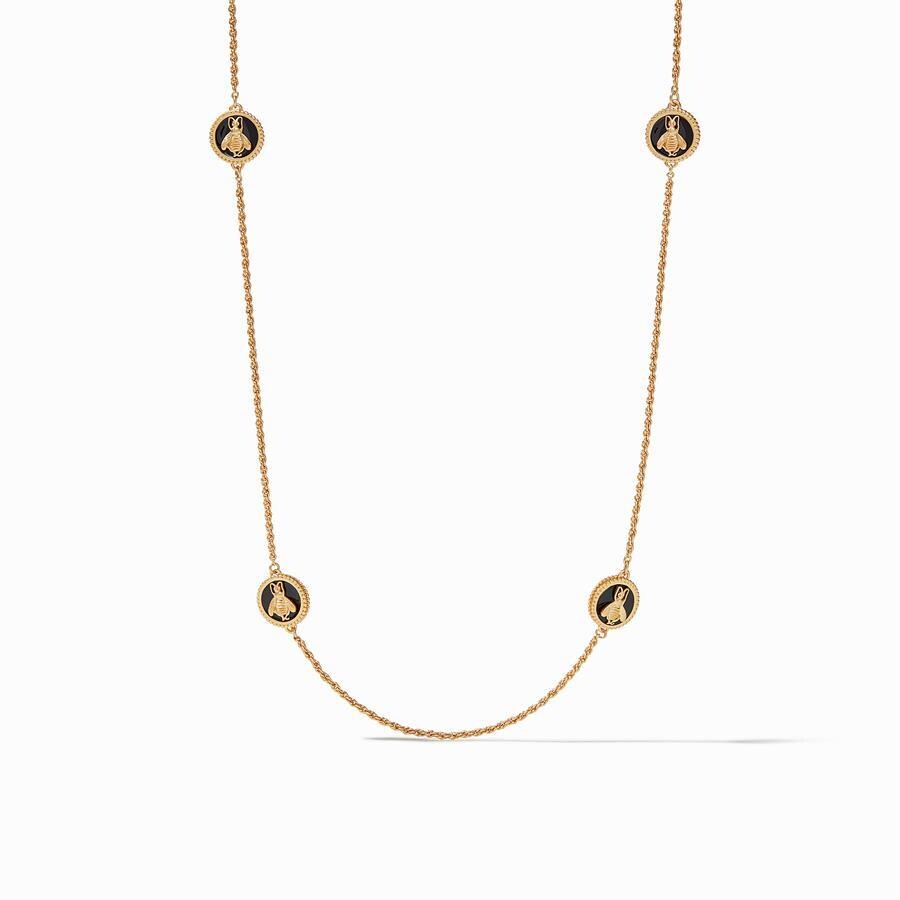 Bee Cameo Station Necklace Gold Obsidian Black Enamel Bee Cameo
Station
Necklace Gold Obsidian Black Enamel