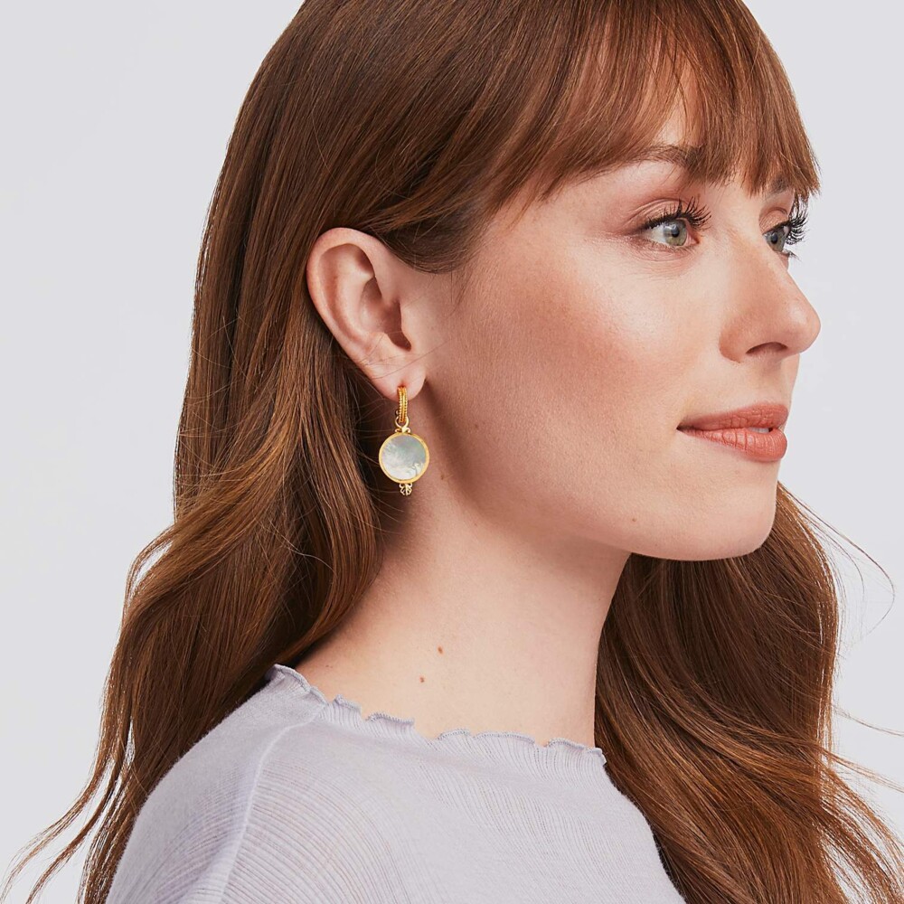 Meridian Hoop and Charm Earring Gold Mother of Pearl Meridian (Compass) Hoop And Charm Earring Gold Mother Of Pearl