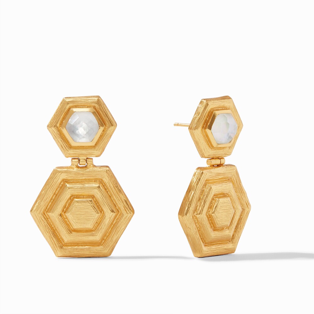 Palladio Statement Earring Gold Iridescent Clear Crystal Palladio Statement Earring