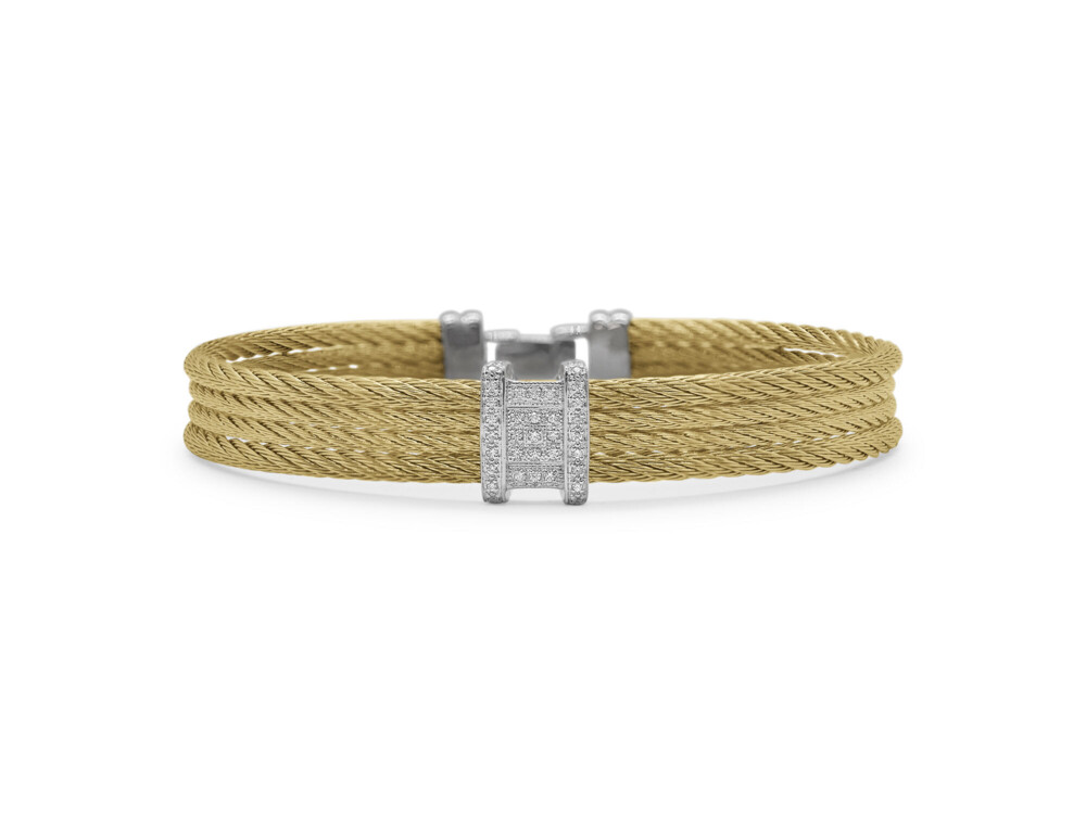 Yellow Cable Diva Bracelet with 18kt White Gold & Diamonds – ALOR Yellow Cable Diva Bracelet with 18kt White Gold & Diamonds