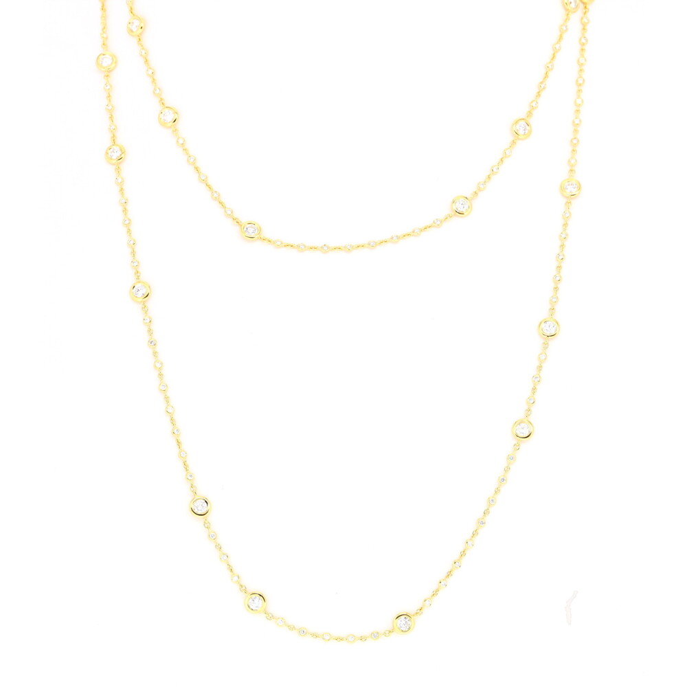 18k Yellow Gold - 11.90g<div>25 DIA: 2.18tcw</div><div>136 DIA: 1.06tcw</div><div>Total Diamond Weight: 3.24tcw</div> 35.5" DBTY Necklace