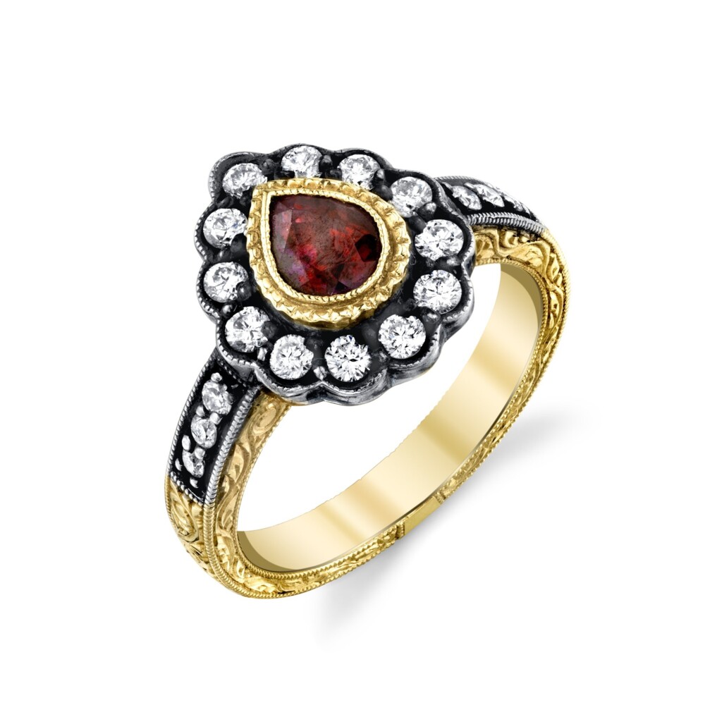 14k Ruby with Diamond Halo Ring