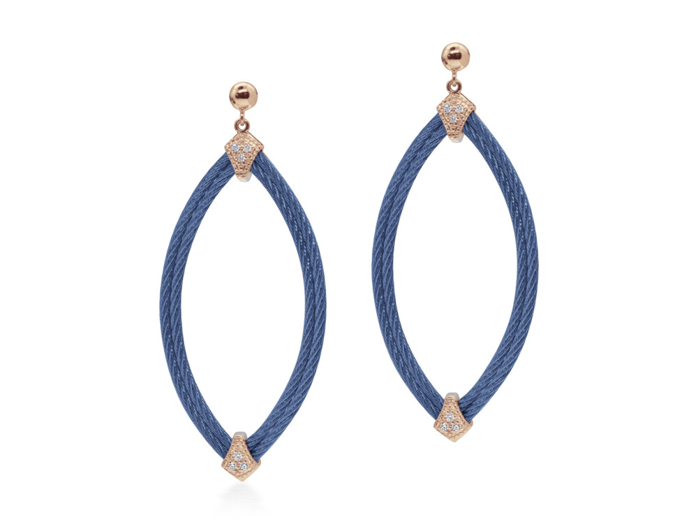 Blueberry Cable Marquis Earrings with 18kt Rose Gold & Diamonds