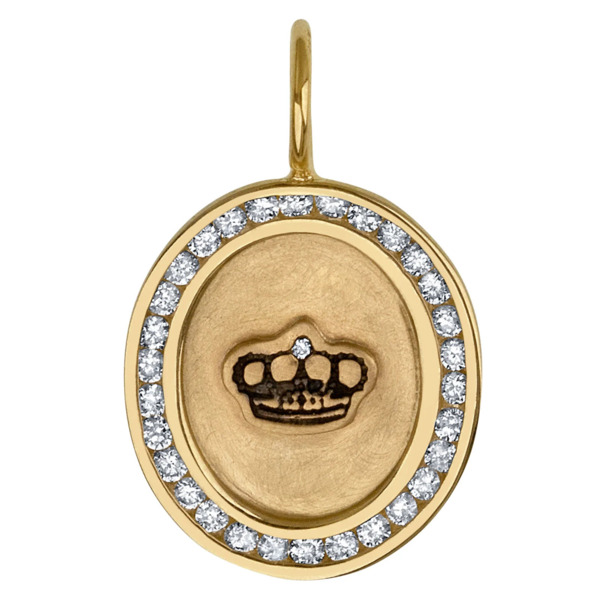 Closeup photo of Crown Channel Set Oval Charm