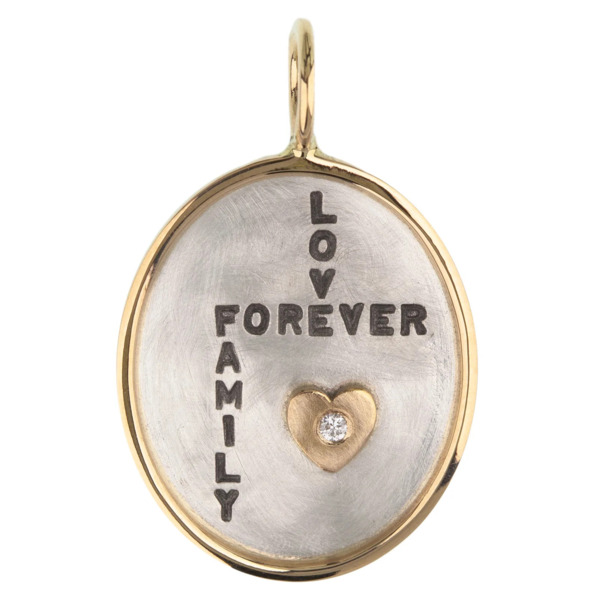 Closeup photo of Love Forever Family Oval Charm