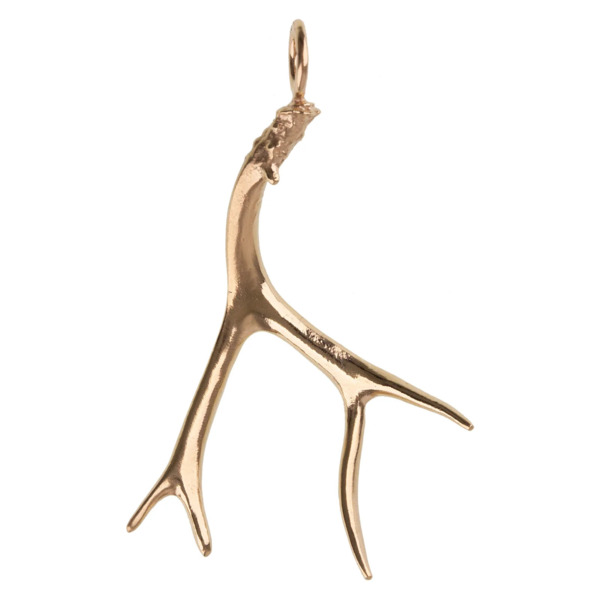 Closeup photo of Large Gold Polished Antler Sculptural Charm