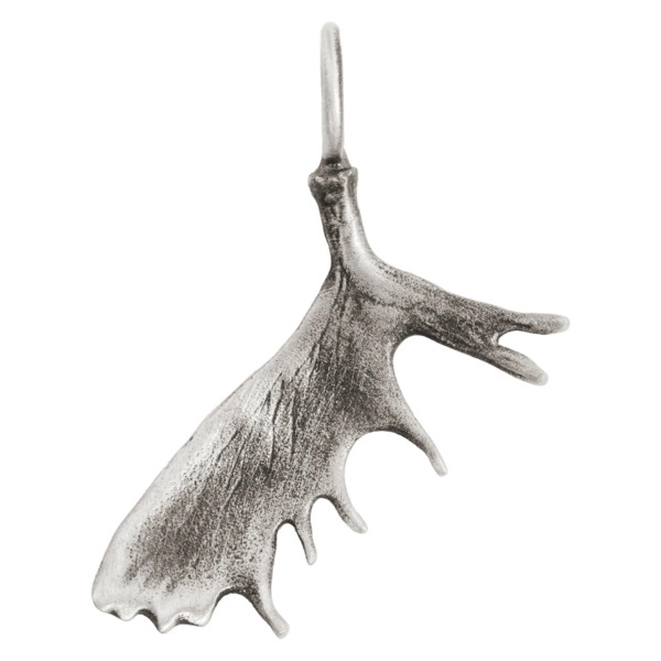 Closeup photo of Silver Patina Moose Paddle Sculptural Charm