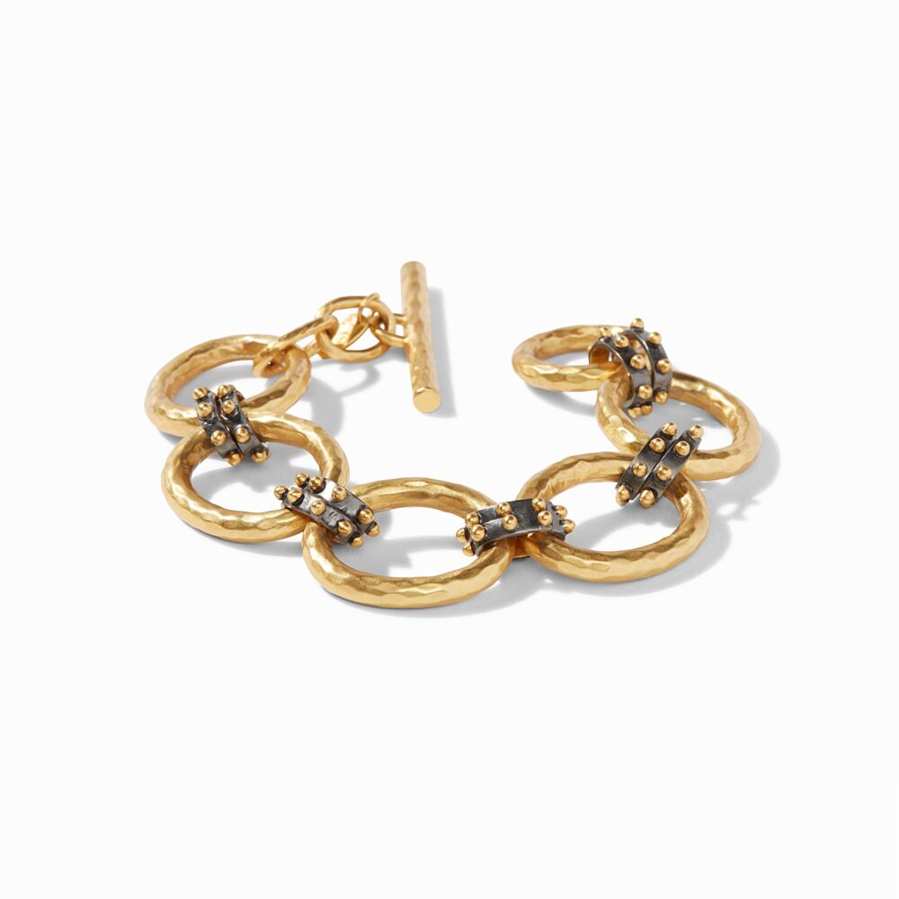 The Grand Soho Bracelet features 8 inches of hammered oval links, connected by smaller links in all 24k gold or mixed metal. Grande SoHo Bracelet