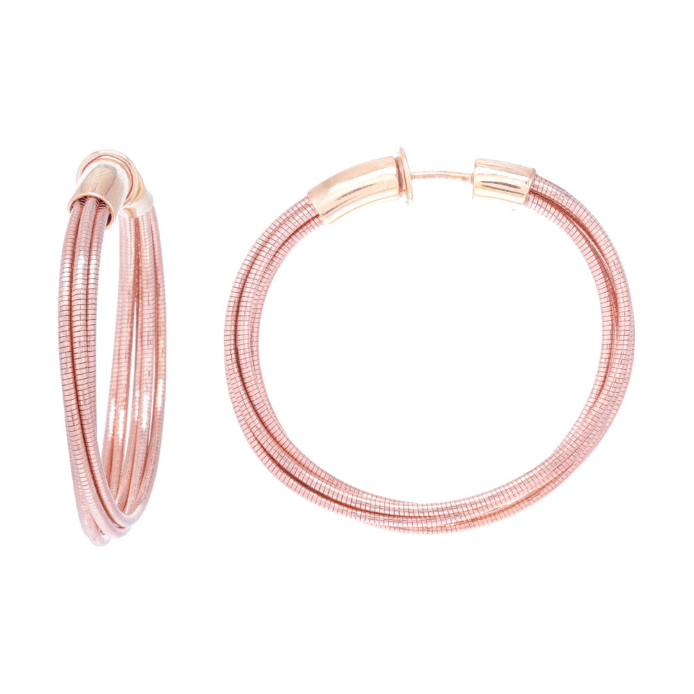 DNA Spring Collection presented by Pesavento offers these small hoops that are lightweight and stylish. Each earring has five bands of metal which gives it its unique look and flexibility. A special and much loved feature about these earrings is that there is no separate back as they are infinity hoops. These are earrings are perfect for everyone because they come in 5 different color options!! Small Hoop Earrings