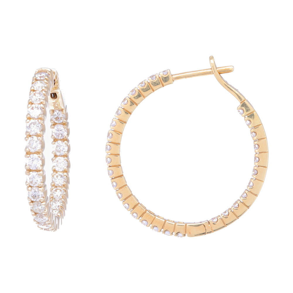18k Yellow Gold Diamond Hoop Earrings | LaNae Fine Jewelry