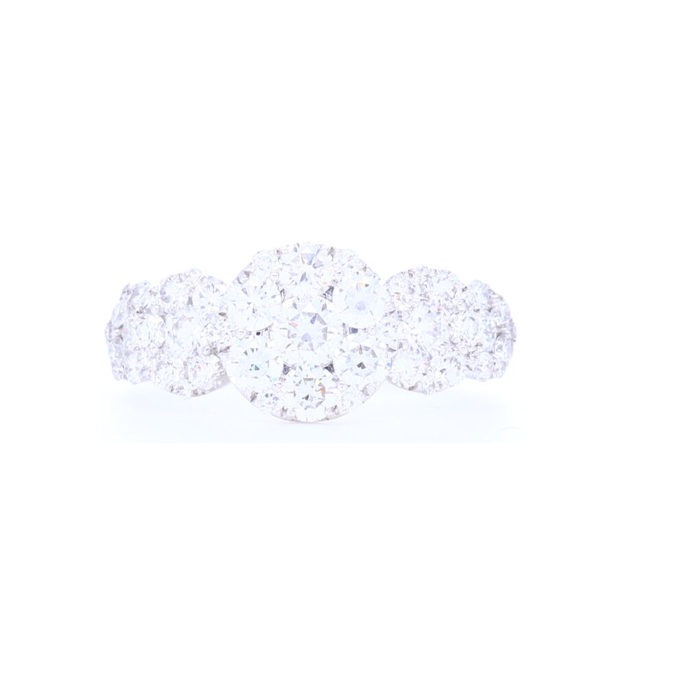 <div><font size="2"><span style="font-family: inherit;">A perfect right hand ring, or non-traditional engagement ring, this stunning piece is c</span>rafted using 3.55 grams of 18k white gold and 1.59 carats of diamonds. Versatility is the keystone to this beautiful piece!</font></div><div><font size="2">Diamond weight: 1.59ct</font></div> Circle Cluster Ring 18k White Gold with Diamonds
