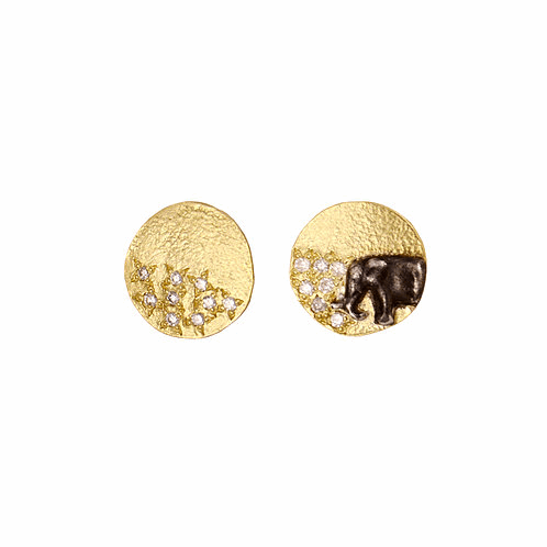 Shompole Collection - 18k and Diamond Elephant Galaxy Studs. 18k Elephant Galaxy Studs