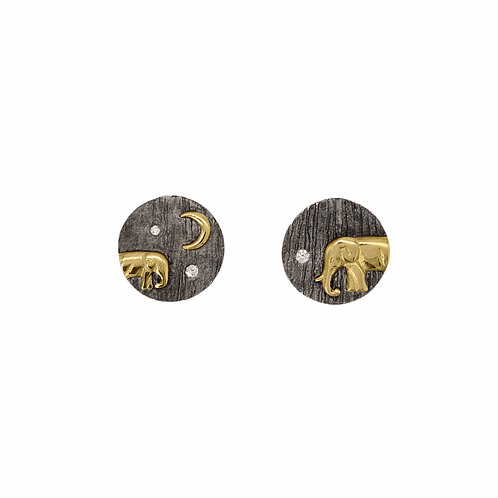Shompole Collection - Mother and Baby Elephant Studs - Silver Mother and Baby Elephant Studs - Silver
