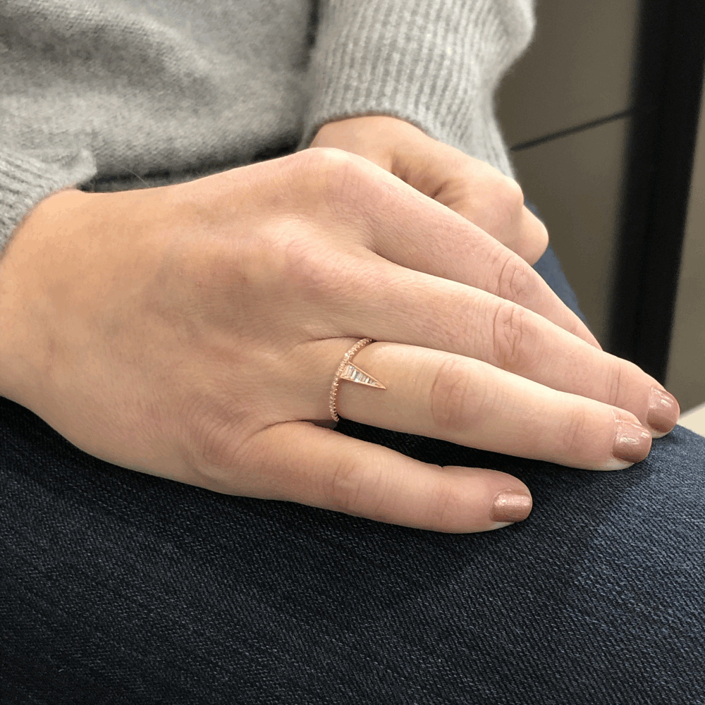 Image 2 for Small 18k Rose Gold Triangle Top Diamond Ring