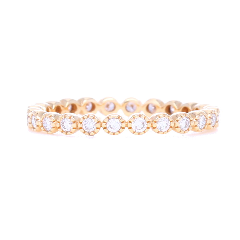 <font size="2">This size 6.5 brilliant cut bezel set diamond eternity stack ring looks amazing on its own or mixed into your unique set of stack rings. Crafted using 14k yellow gold and .34 carats of diamonds. We are happy to accommodate you in finding this ring in other colors and sizes.</font><div><font size="2">Diamond weight: 0.34ct</font></div> Brilliant Cut Eternity Stack Ring 14K Gold with Diamonds