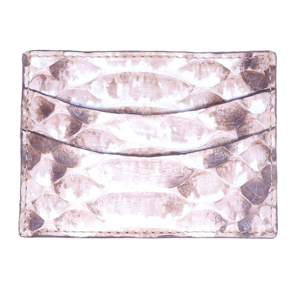 The Credit Card Case is made of natural python. Carry this as an extra in your wallet, or use alone in an evening bag. Python Card Case