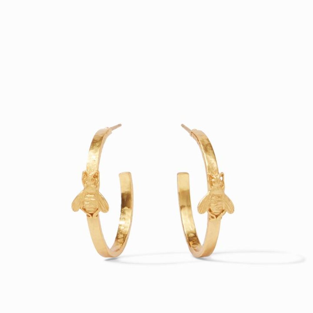 Stylish and fun these 24k gold plate hoop earrings are a must have! Bee Hoops